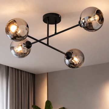 Brilagi - Overflademonteret lysekrone 4xE27/60W/230V sort/røggrå
