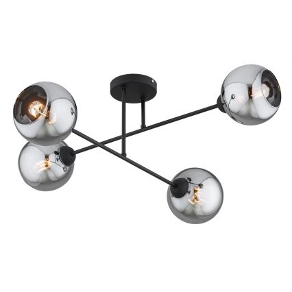 Brilagi - Overflademonteret lysekrone DIOR 4xE27/60W/230V sort/røggrå
