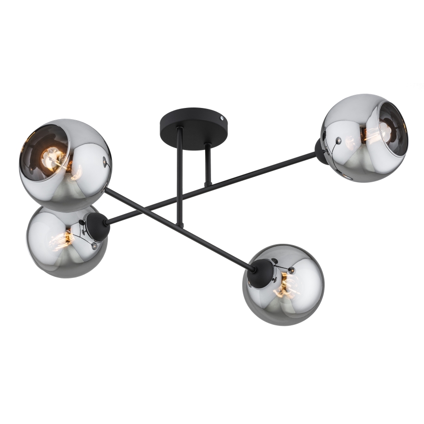 Brilagi - Overflademonteret lysekrone DIOR 4xE27/60W/230V sort/røggrå