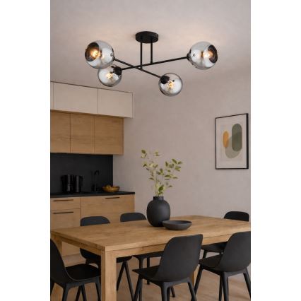 Brilagi - Overflademonteret lysekrone DIOR 4xE27/60W/230V sort/røggrå