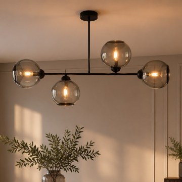Brilagi - Overflademonteret lysekrone DIOR 4xE27/60W/230V sort/røggrå