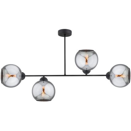 Brilagi - Overflademonteret lysekrone DIOR 4xE27/60W/230V sort/røggrå