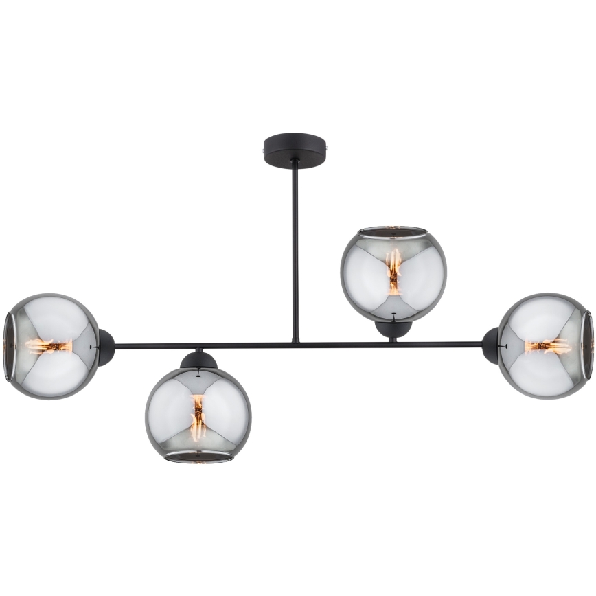 Brilagi - Overflademonteret lysekrone DIOR 4xE27/60W/230V sort/røggrå