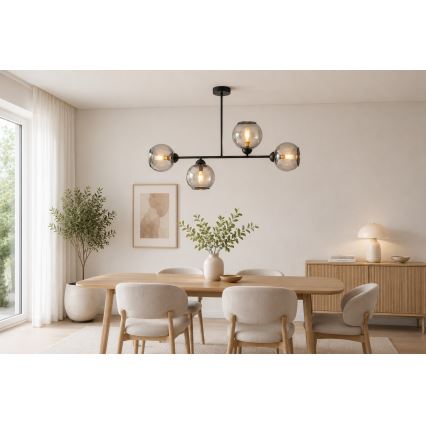 Brilagi - Overflademonteret lysekrone DIOR 4xE27/60W/230V sort/røggrå