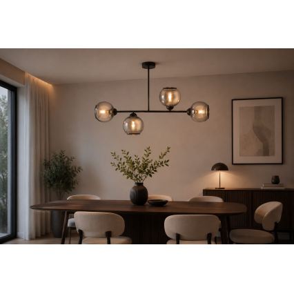 Brilagi - Overflademonteret lysekrone DIOR 4xE27/60W/230V sort/røggrå