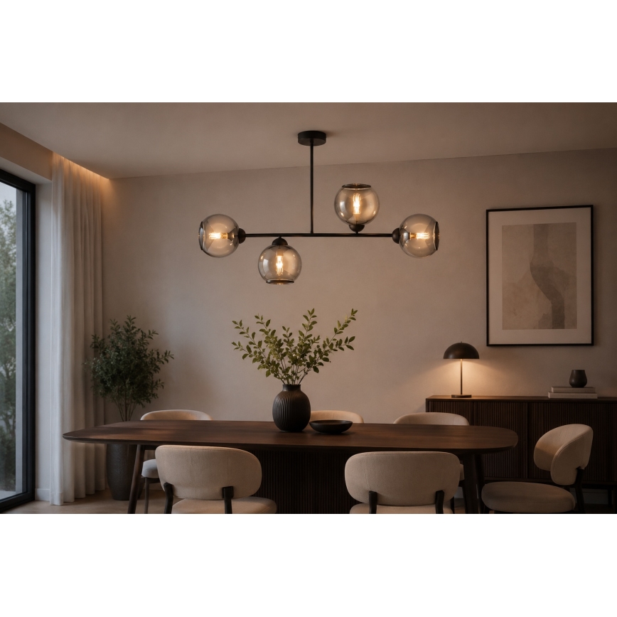 Brilagi - Overflademonteret lysekrone DIOR 4xE27/60W/230V sort/røggrå