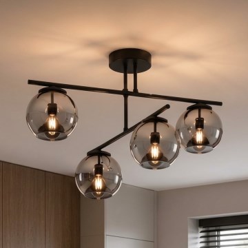 BRILAGI - Overflademonteret lysekrone DIOR 4xE27/60W/230V sort/røggrå