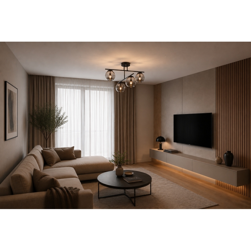 BRILAGI - Overflademonteret lysekrone DIOR 4xE27/60W/230V sort/røggrå