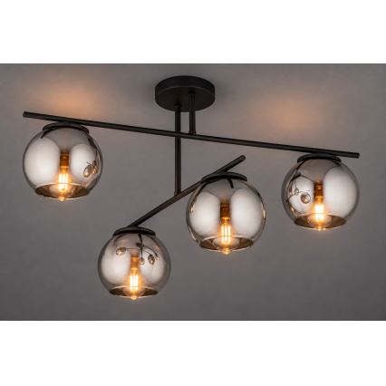 BRILAGI - Overflademonteret lysekrone DIOR 4xE27/60W/230V sort/røggrå
