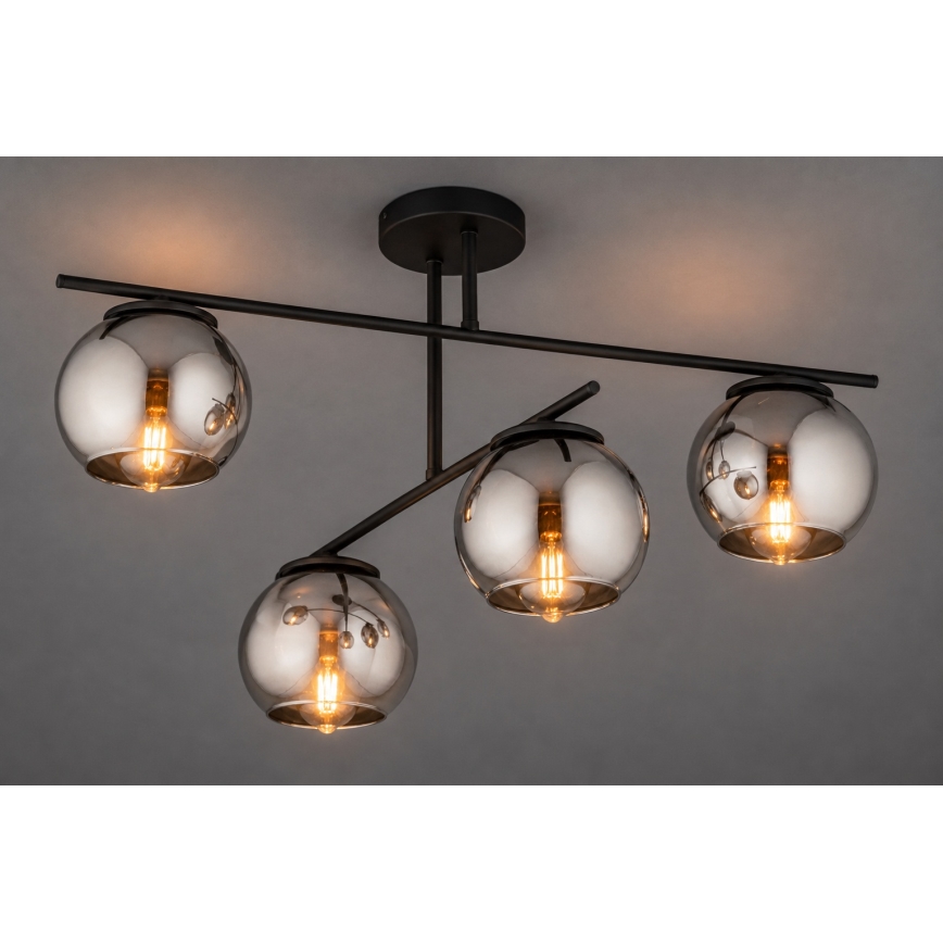 BRILAGI - Overflademonteret lysekrone DIOR 4xE27/60W/230V sort/røggrå