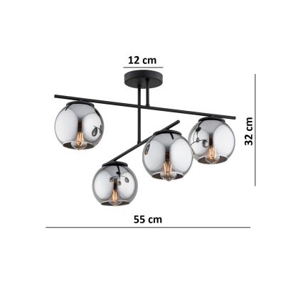 BRILAGI - Overflademonteret lysekrone DIOR 4xE27/60W/230V sort/røggrå