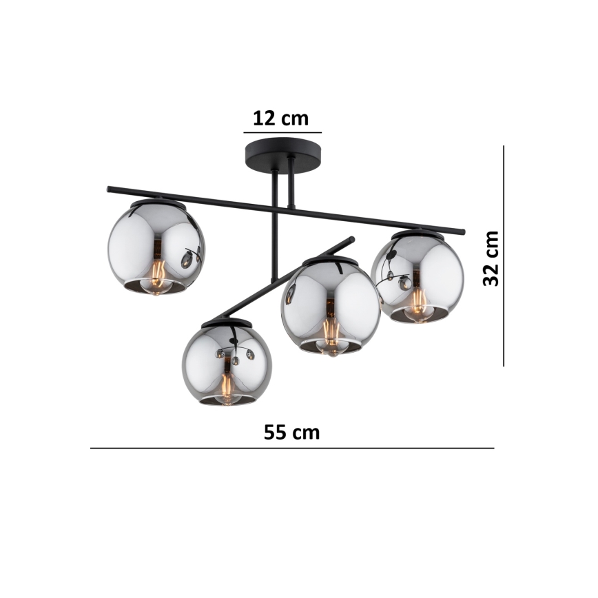 BRILAGI - Overflademonteret lysekrone DIOR 4xE27/60W/230V sort/røggrå