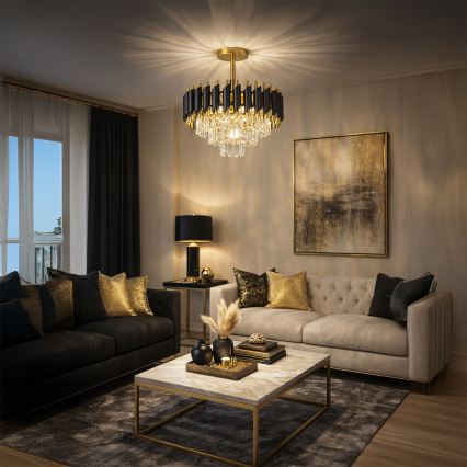 Brilagi - Overflademonteret lysekrone ECLIPSE 5xE14/10W/230V Ø 38 cm sort/guld