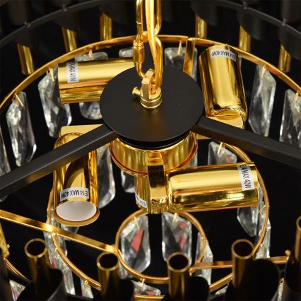 Brilagi - Overflademonteret lysekrone ECLIPSE 5xE14/10W/230V Ø 38 cm sort/guld