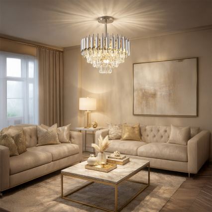 Brilagi - Overflademonteret lysekrone ECLIPSE 5xE14/10W/230V Ø 38 cm sølv