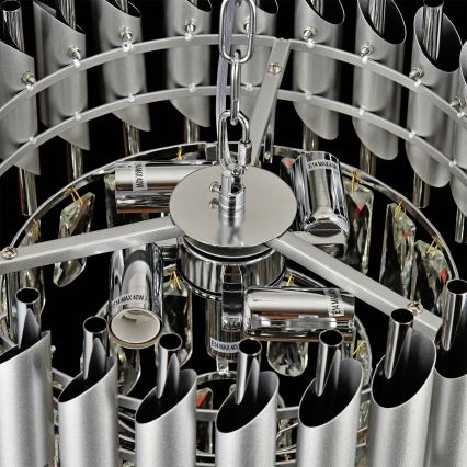 Brilagi - Overflademonteret lysekrone ECLIPSE 5xE14/10W/230V Ø 38 cm sølv