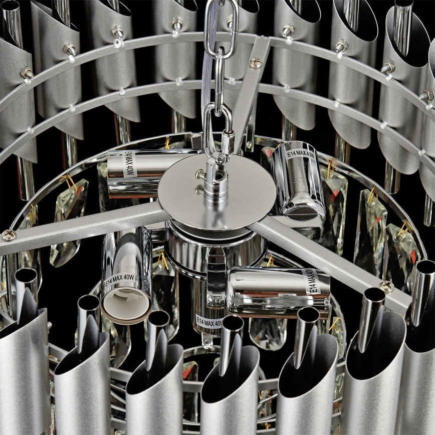 Brilagi - Overflademonteret lysekrone ECLIPSE 5xE14/10W/230V Ø 38 cm sølv