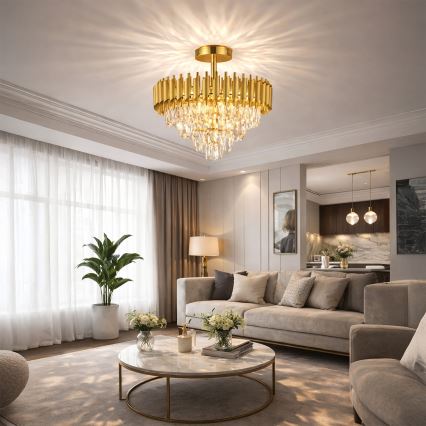 Brilagi - Overflademonteret lysekrone ECLIPSE 7xE14/10W/230V Ø 48 cm guld