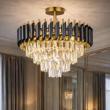 Brilagi - Overflademonteret lysekrone ECLIPSE 7xE14/10W/230V Ø 48 cm sort/guld