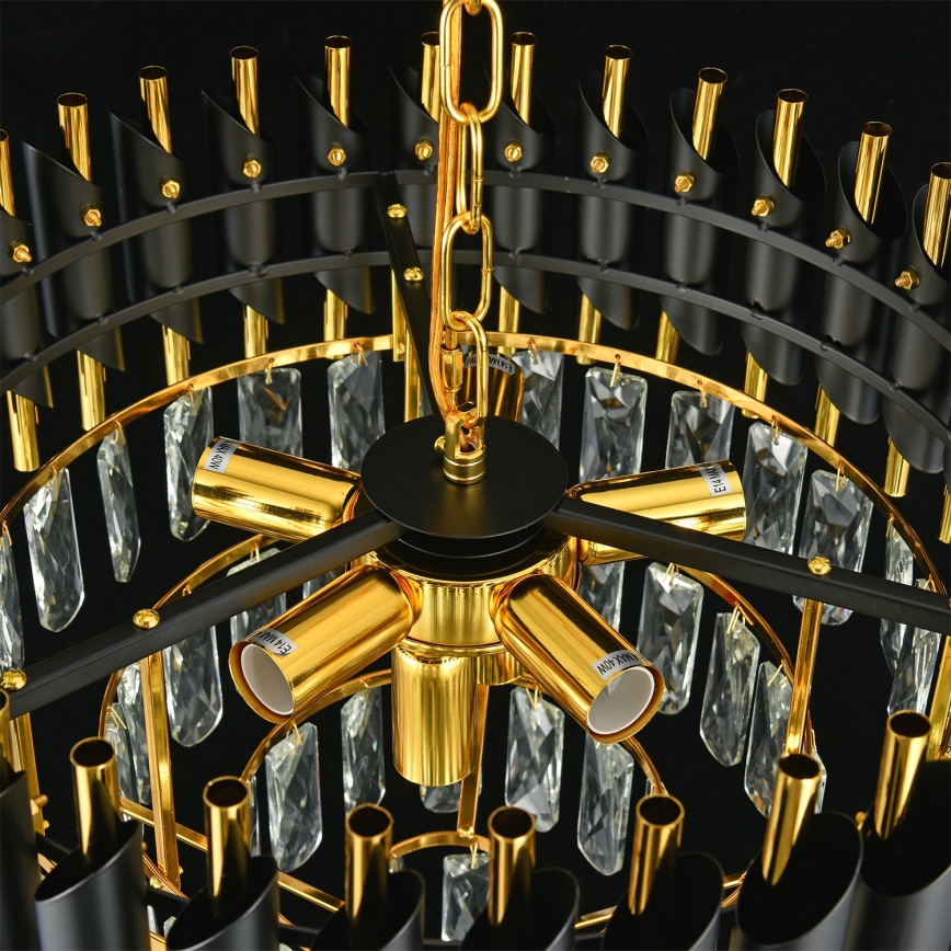 Brilagi - Overflademonteret lysekrone ECLIPSE 7xE14/10W/230V Ø 48 cm sort/guld