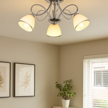 Brilagi - Overflademonteret lysekrone FRED 3xE27/60W/230V Ø 59 cm blank krom