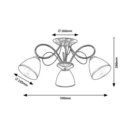 Brilagi - Overflademonteret lysekrone FRED 3xE27/60W/230V Ø 59 cm blank krom