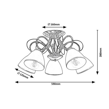 Brilagi - Overflademonteret lysekrone FRED 5xE27/60W/230V Ø59 cm blank krom