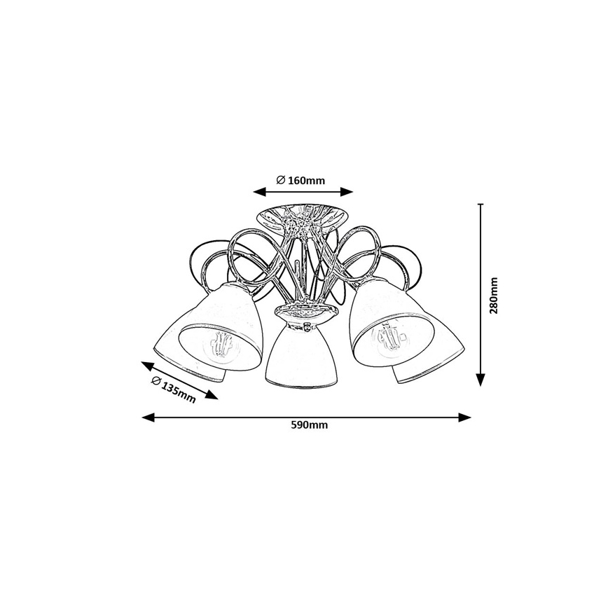 Brilagi - Overflademonteret lysekrone FRED 5xE27/60W/230V Ø59 cm blank krom
