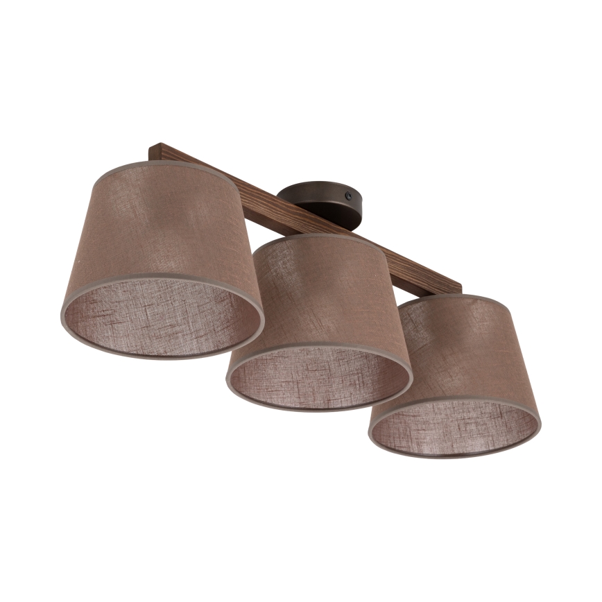 Brilagi - Overflademonteret lysekrone LATTE 3xE27/15W/230V fyrretræ/brun