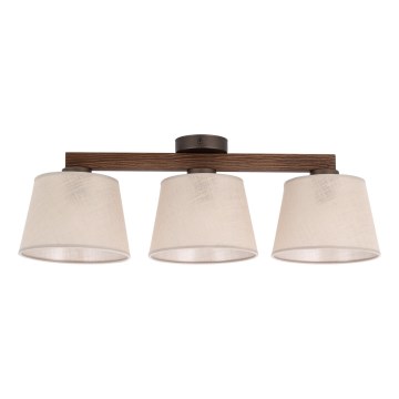 Brilagi - Overflademonteret lysekrone LATTE 3xE27/60W/230V fyrretræ/beige