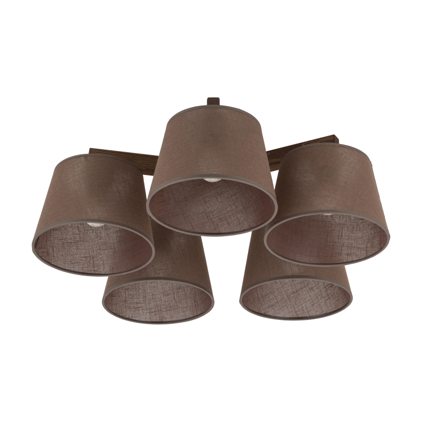 Brilagi - Overflademonteret lysekrone LATTE 5xE27/15W/230V fyrretræ/brun