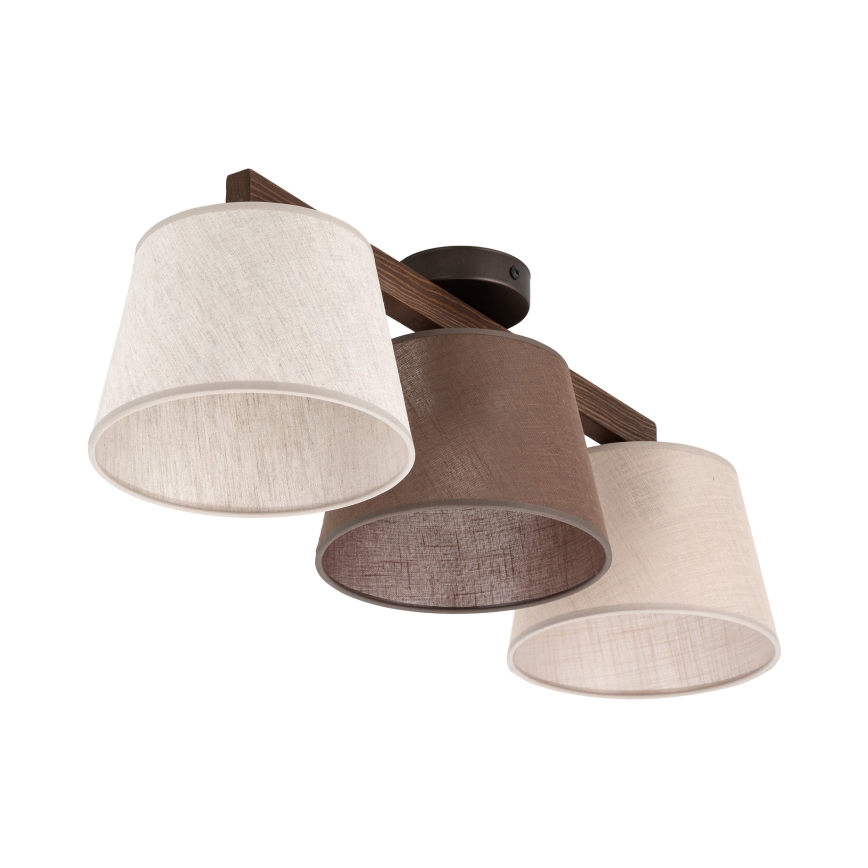 Brilagi - Overflademonteret lysekrone LATTE SABIA 3xE27/15W/230V fyrretræ/mix