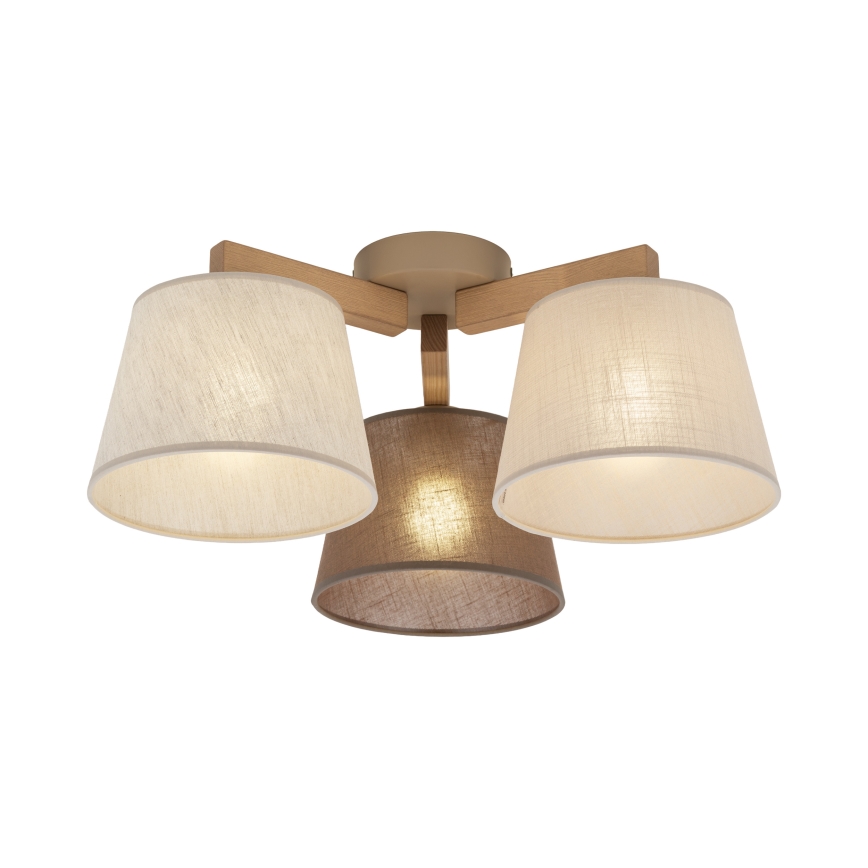 Brilagi - Overflademonteret lysekrone LATTE SABIA 3xE27/15W/230V fyrretræ/mix