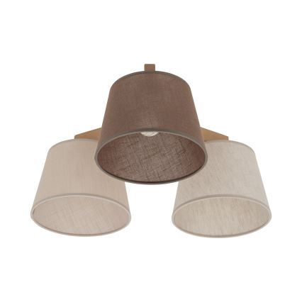 Brilagi - Overflademonteret lysekrone LATTE SABIA 3xE27/15W/230V fyrretræ/mix