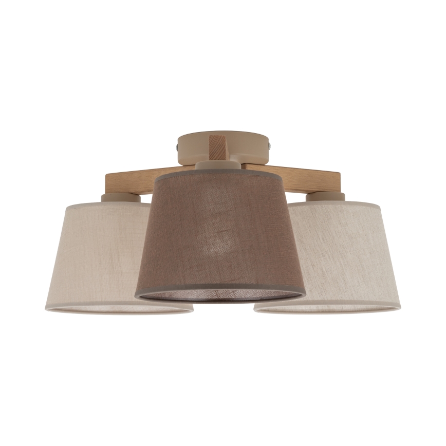 Brilagi - Overflademonteret lysekrone LATTE SABIA 3xE27/15W/230V fyrretræ/mix