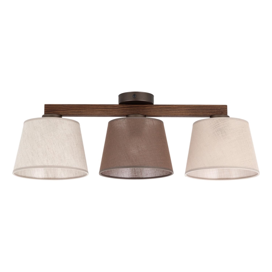 Brilagi - Overflademonteret lysekrone LATTE SABIA 3xE27/60W/230V fyrretræ/mix