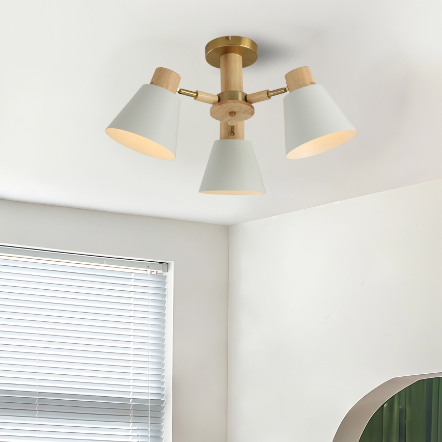 Brilagi - Overflademonteret lysekrone LUND WOOD 3xE27/40W/230V Ø 50 cm gummitræ