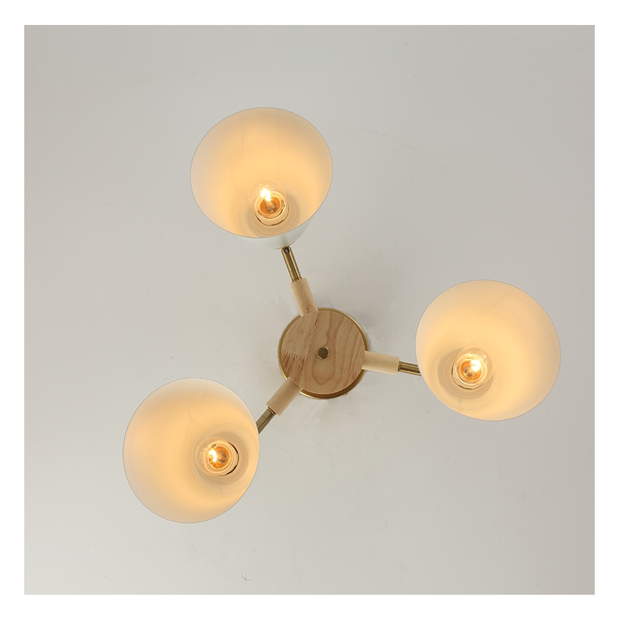 Brilagi - Overflademonteret lysekrone LUND WOOD 3xE27/40W/230V Ø 50 cm gummitræ