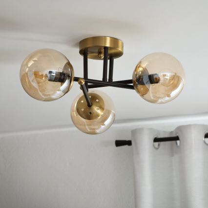 Brilagi - Overflademonteret lysekrone MALIVA 3xE14/15W/230V guld