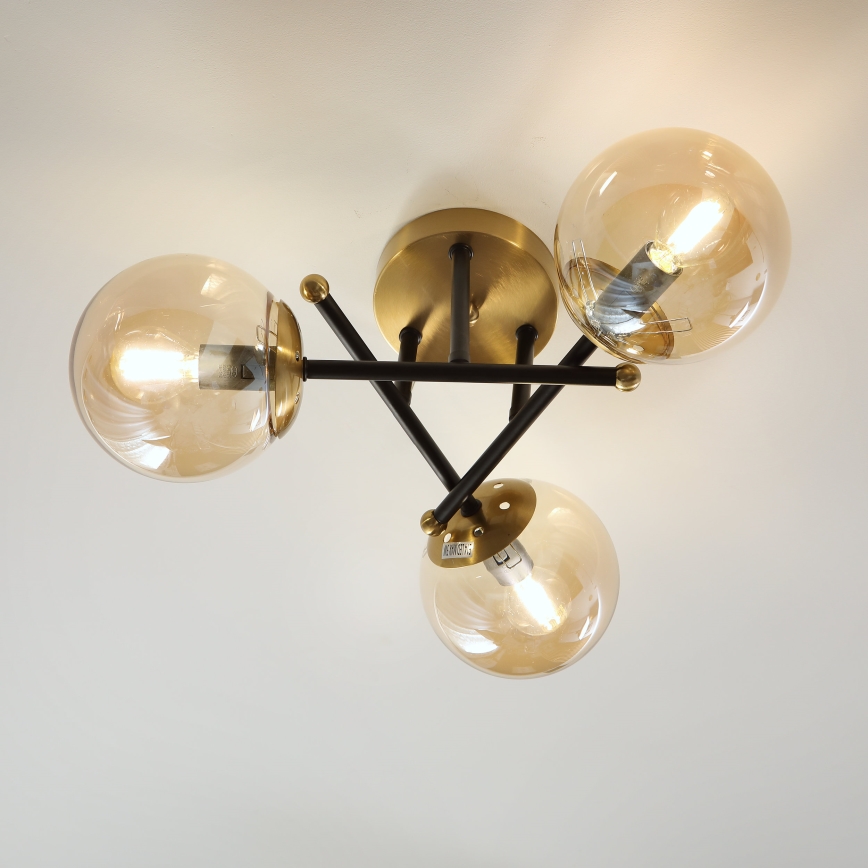 Brilagi - Overflademonteret lysekrone MALIVA 3xE14/15W/230V guld