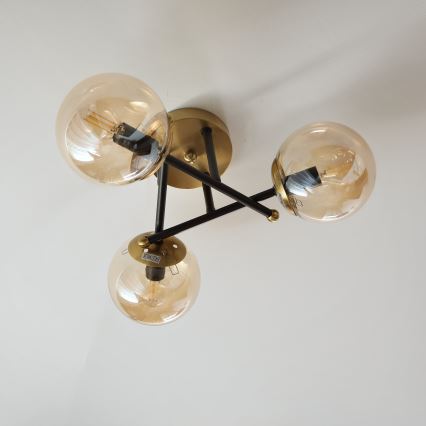 Brilagi - Overflademonteret lysekrone MALIVA 3xE14/15W/230V guld