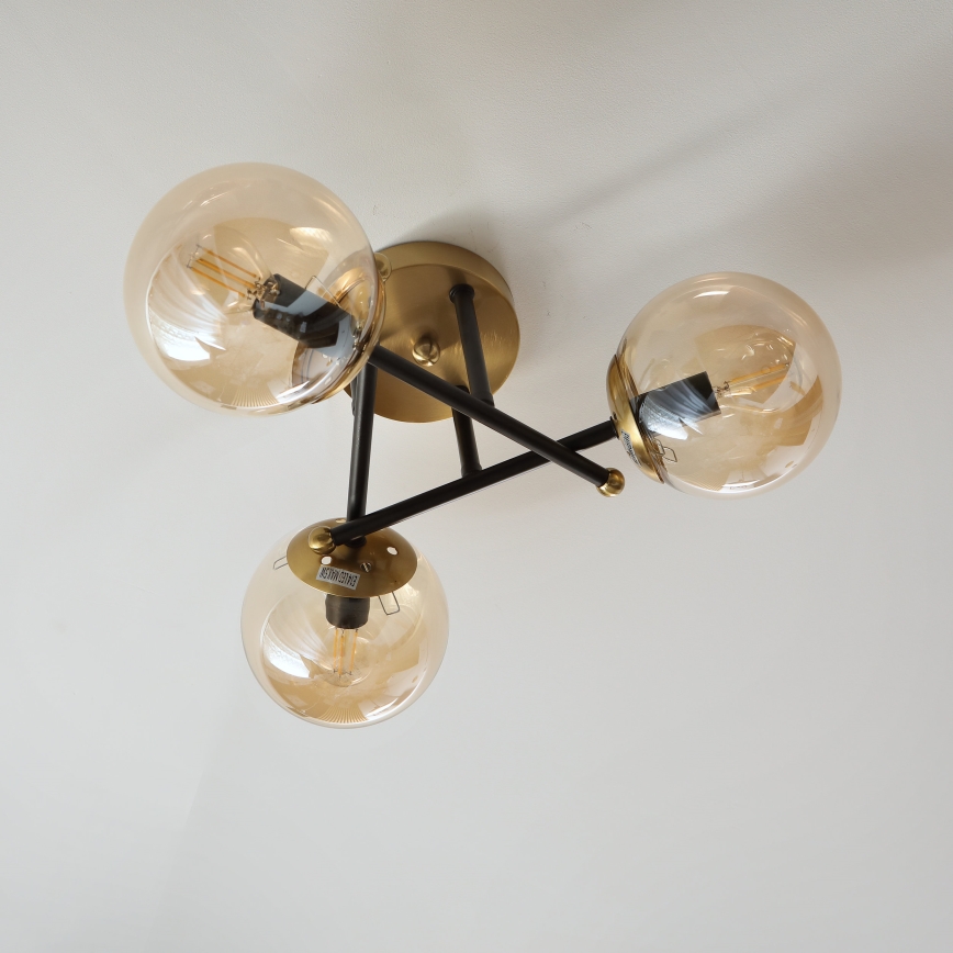 Brilagi - Overflademonteret lysekrone MALIVA 3xE14/15W/230V guld