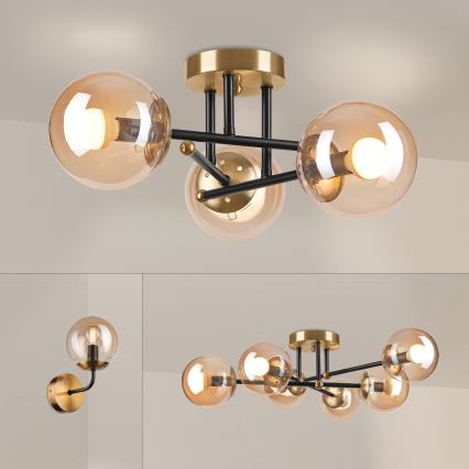 Brilagi - Overflademonteret lysekrone MALIVA 3xE14/15W/230V guld