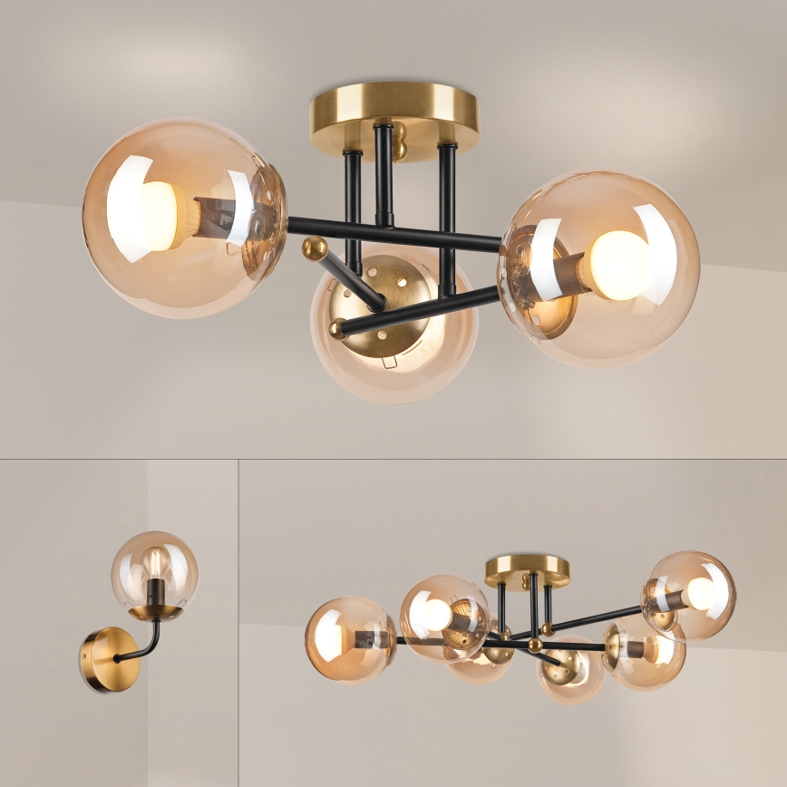 Brilagi - Overflademonteret lysekrone MALIVA 3xE14/15W/230V guld