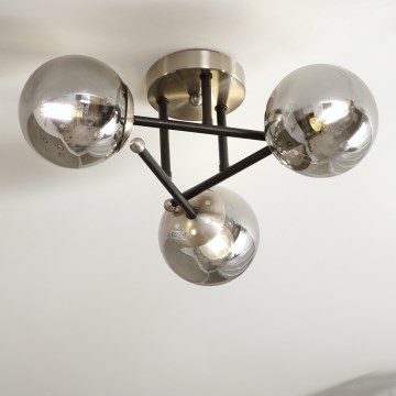 Brilagi - Overflademonteret lysekrone MALIVA 3xE14/15W/230V mat krom/røget