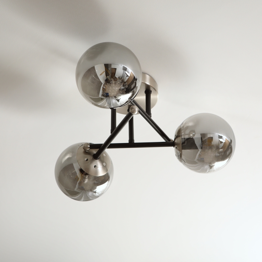 Brilagi - Overflademonteret lysekrone MALIVA 3xE14/15W/230V mat krom/røget