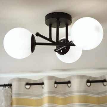 Brilagi - Overflademonteret lysekrone MALIVA 3xE14/15W/230V sort/hvid