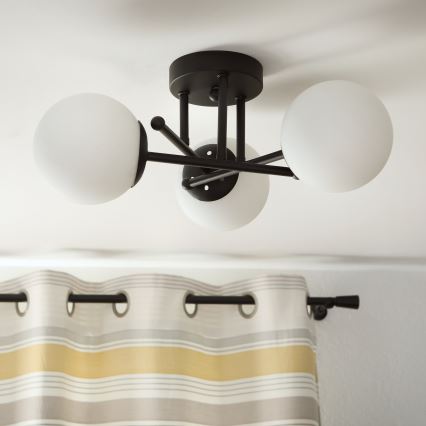 Brilagi - Overflademonteret lysekrone MALIVA 3xE14/15W/230V sort/hvid