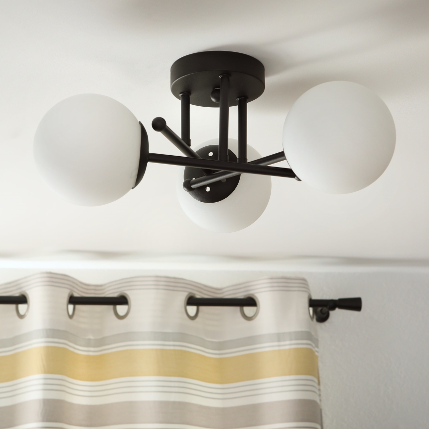 Brilagi - Overflademonteret lysekrone MALIVA 3xE14/15W/230V sort/hvid