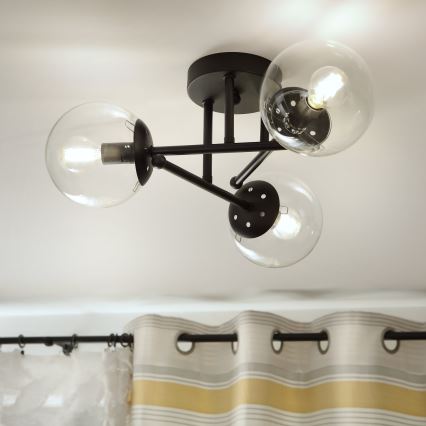 Brilagi - Overflademonteret lysekrone MALIVA 3xE14/15W/230V sort/klar
